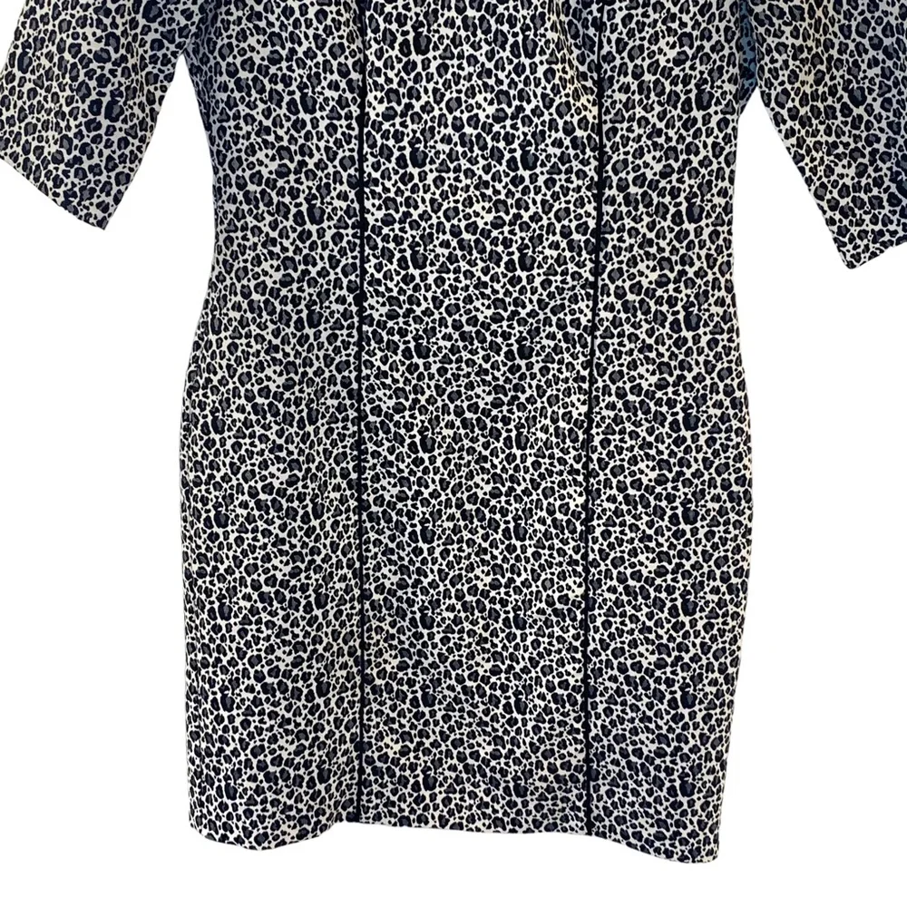 Banana Republic Black White Animal Print Half Sleeve Fitted Dress Women’s Size 2 - Picture 5 of 7